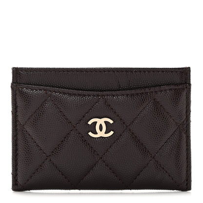 Chanel Caviar Quilted Card Holder Dark Brown 1 of 9