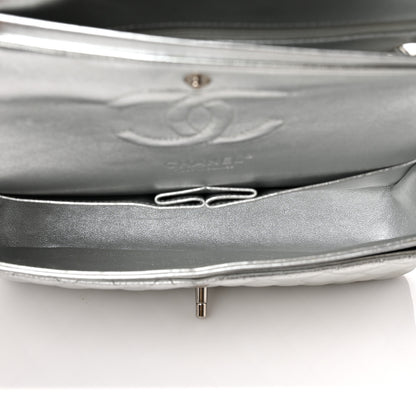 Chanel Metallic Lambskin Quilted Medium Double Flap Silver 5 of 9