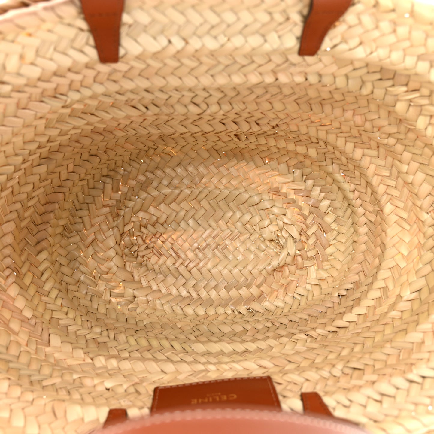 Palm Leaf Calfskin Triomphe Teen Panier Tan