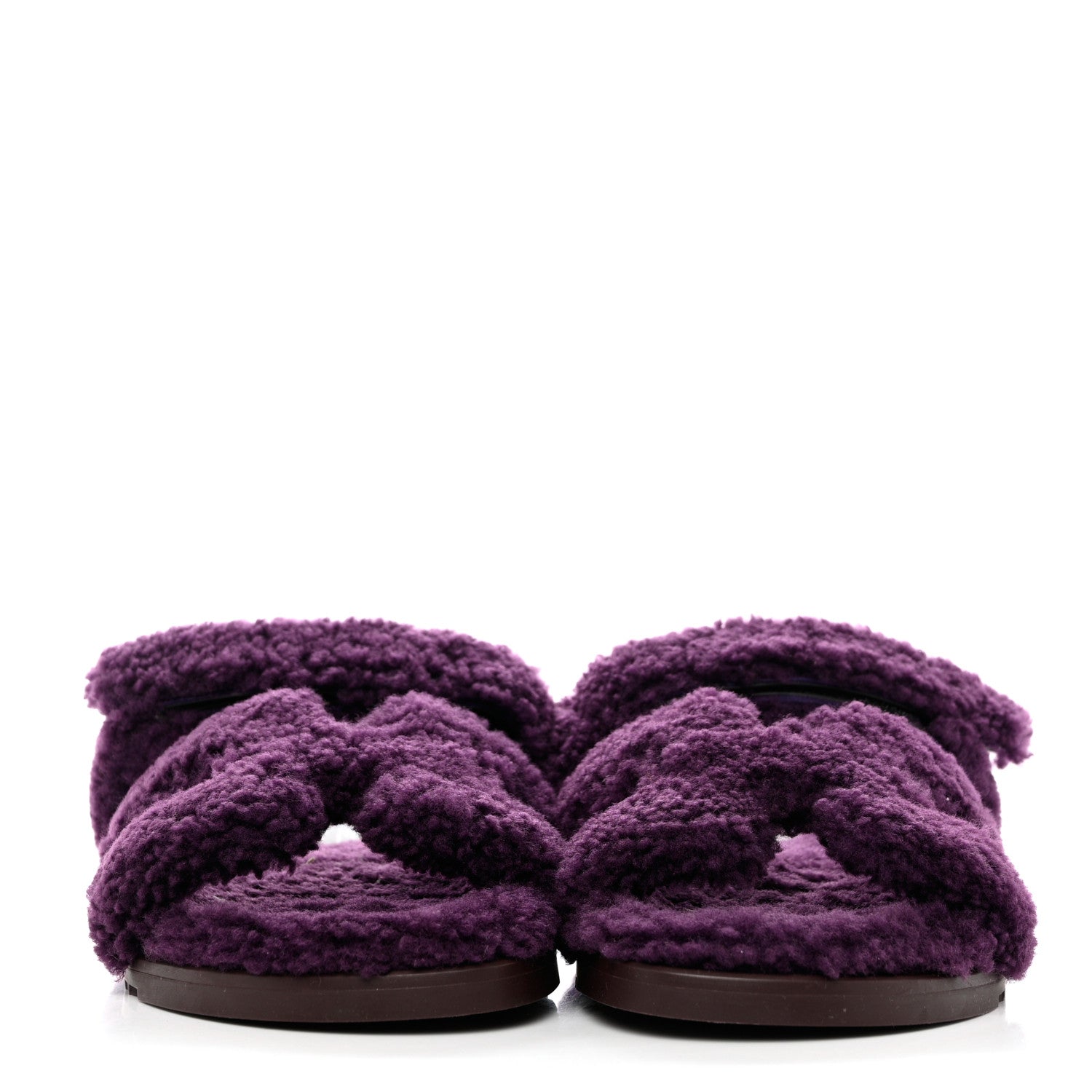 Hermes Woolskin Womens Chypre Sandals 40 Violet Fonce 2 of 9