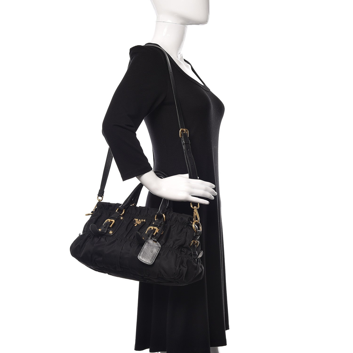 Prada Tessuto Nylon Gaufre Shopping Satchel Black 2 of 18