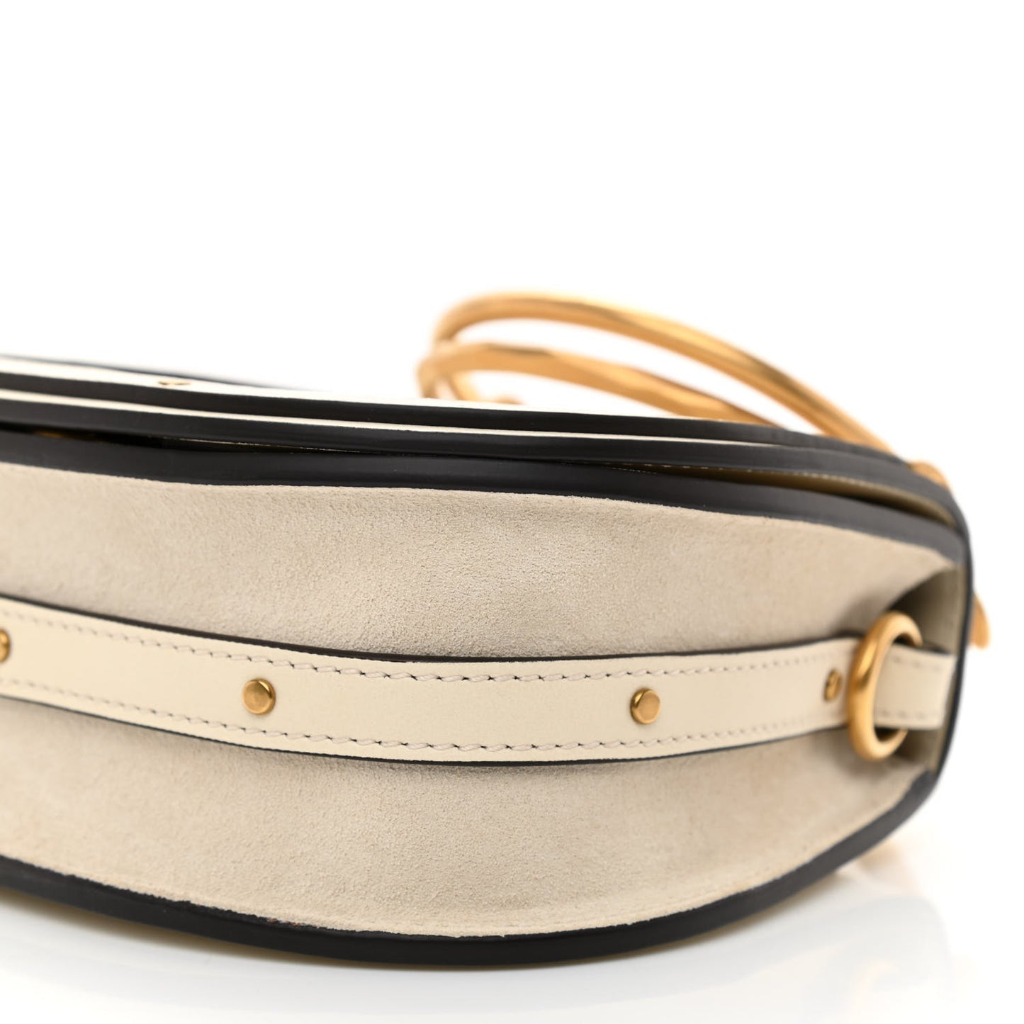 Calfskin Suede Small Nile Bracelet Bag Off White