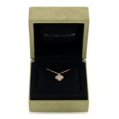 Van Cleef & Arpels 18K Yellow Gold Mother of Pearl Sweet Alhambra Pendant Necklace 5 of 5