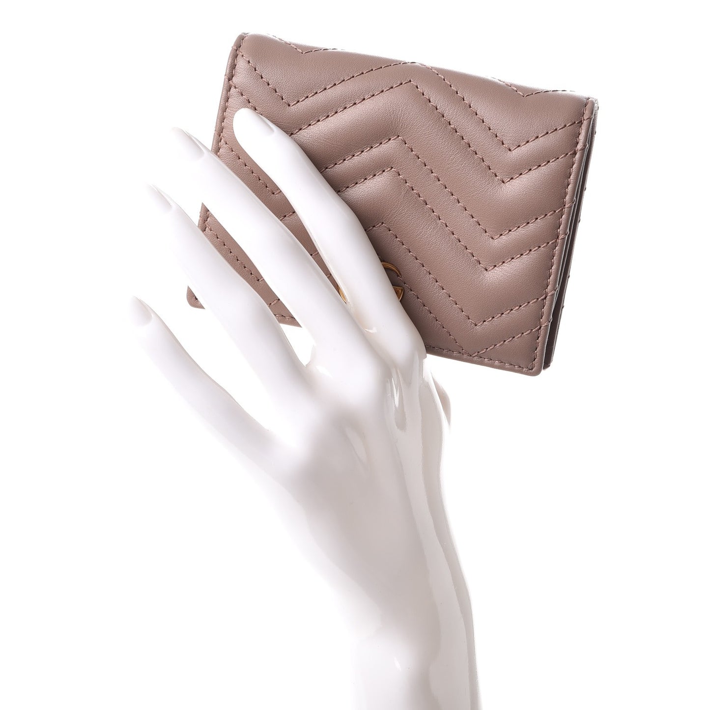 Calfskin Matelasse GG Marmont Card Case Porcelain Rose