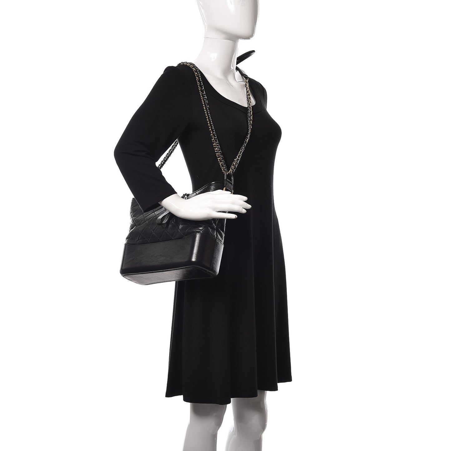 Aged Calfskin Quilted Medium Gabrielle Hobo Black