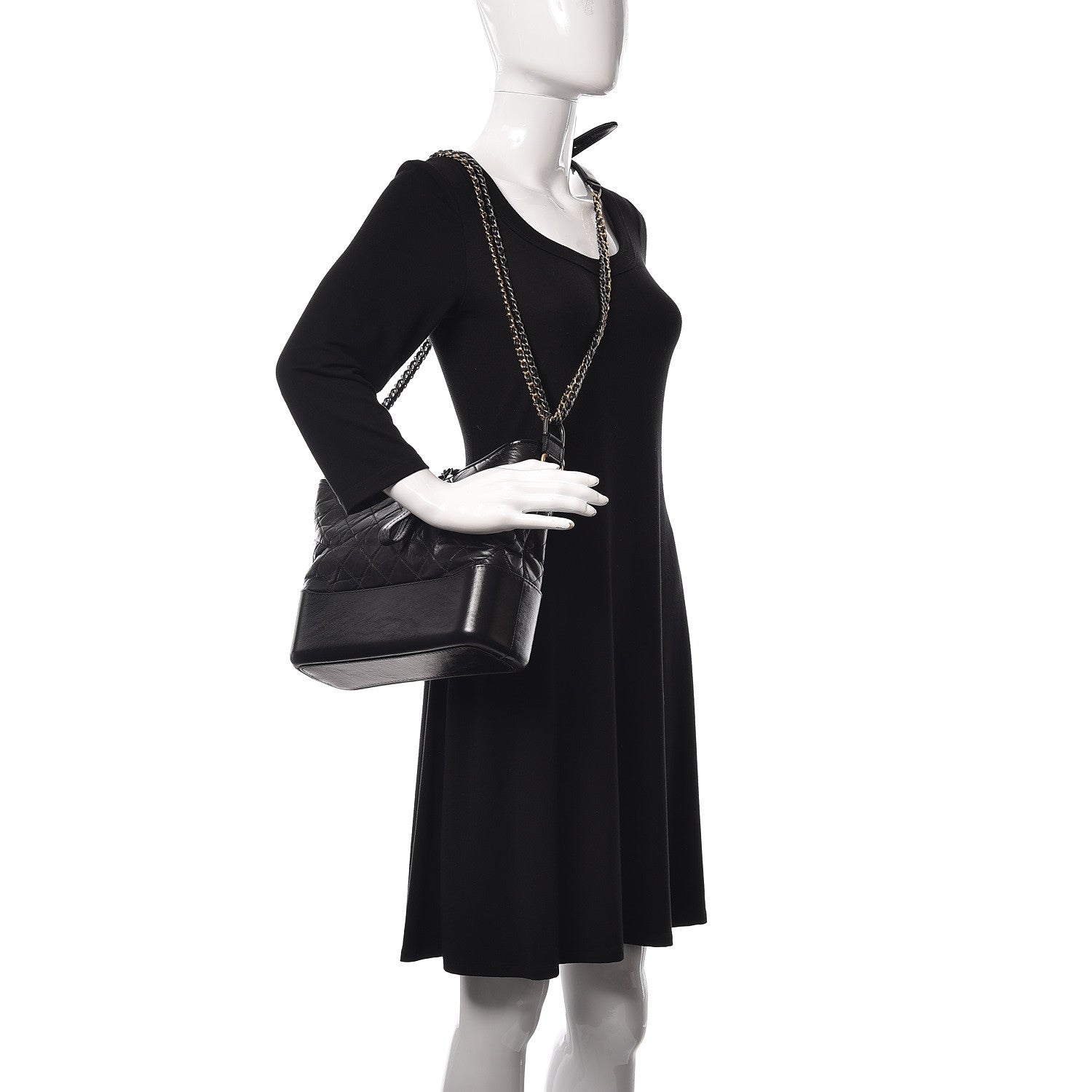 Chanel Aged Calfskin Quilted Medium Gabrielle Hobo Black 2 of 13