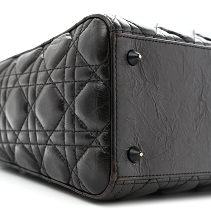 Christian Dior Crinkled Calfskin Cannage Medium Lady Dior Black 9 of 15