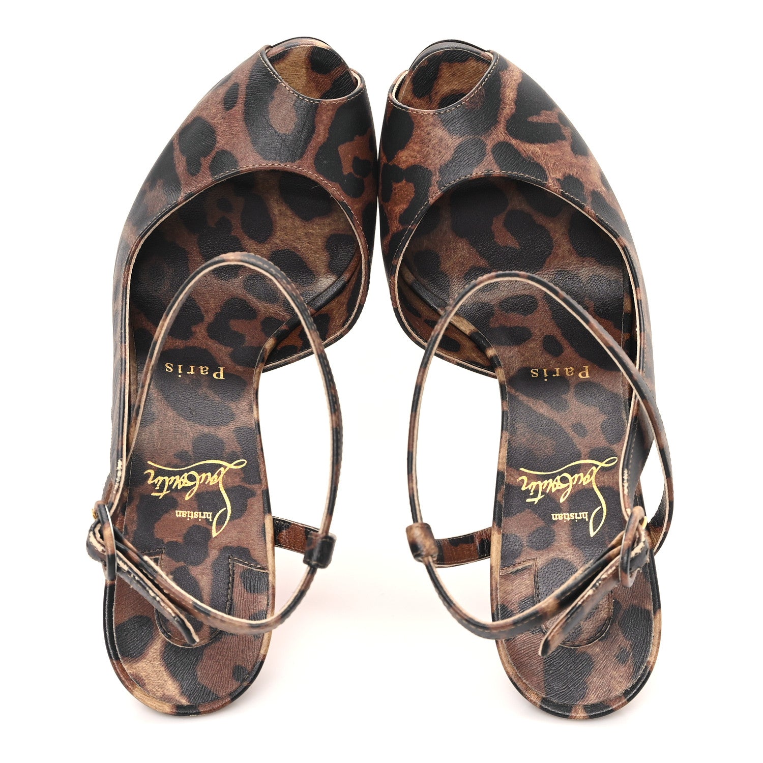 Christian Louboutin Calfskin Leopard Printed Luxor Jenlove Alta 120 Pumps 38.5 Brown 2 of 9