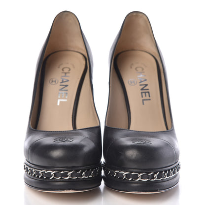 Chanel Lambskin CC Cap Toe Platform Chain Pumps 35.5 Black 2 of 13