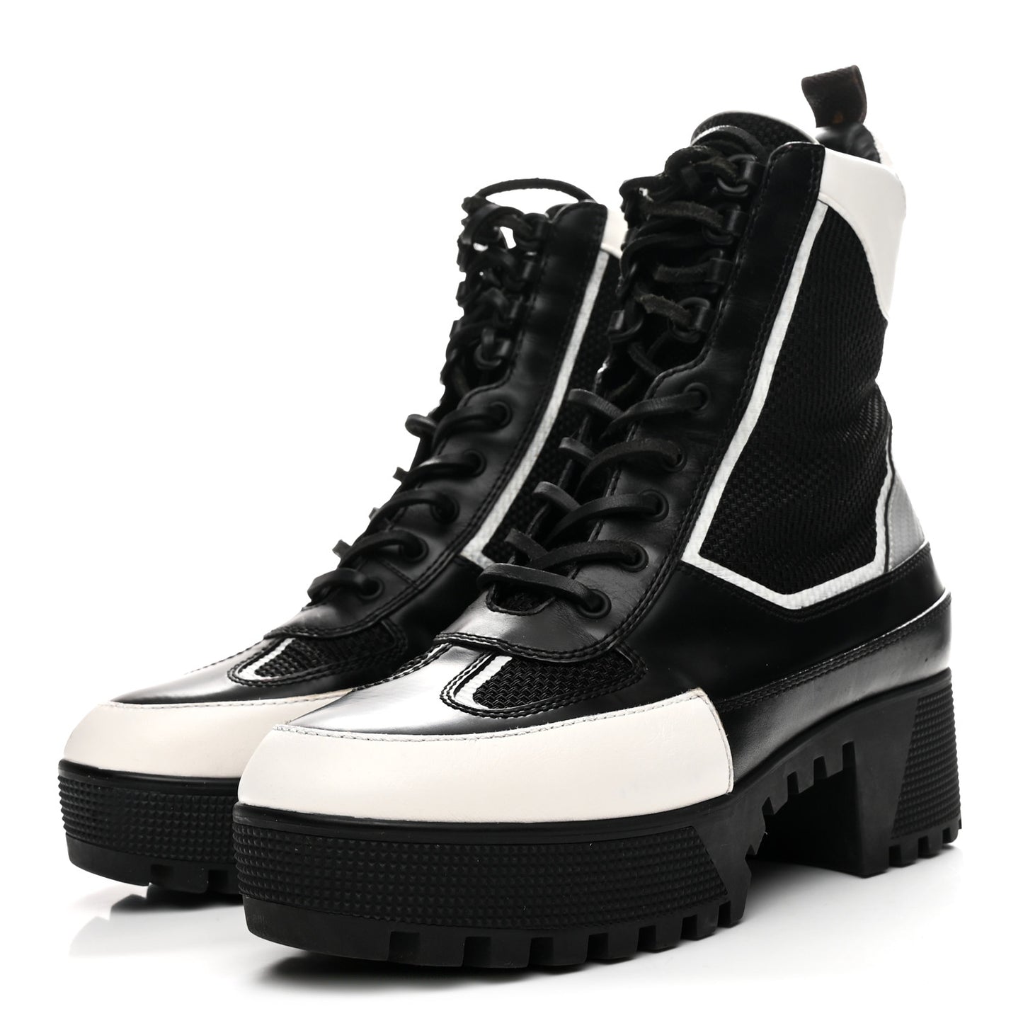Calfskin Technical Nylon Laureate Platform Desert Boot 39 Black White