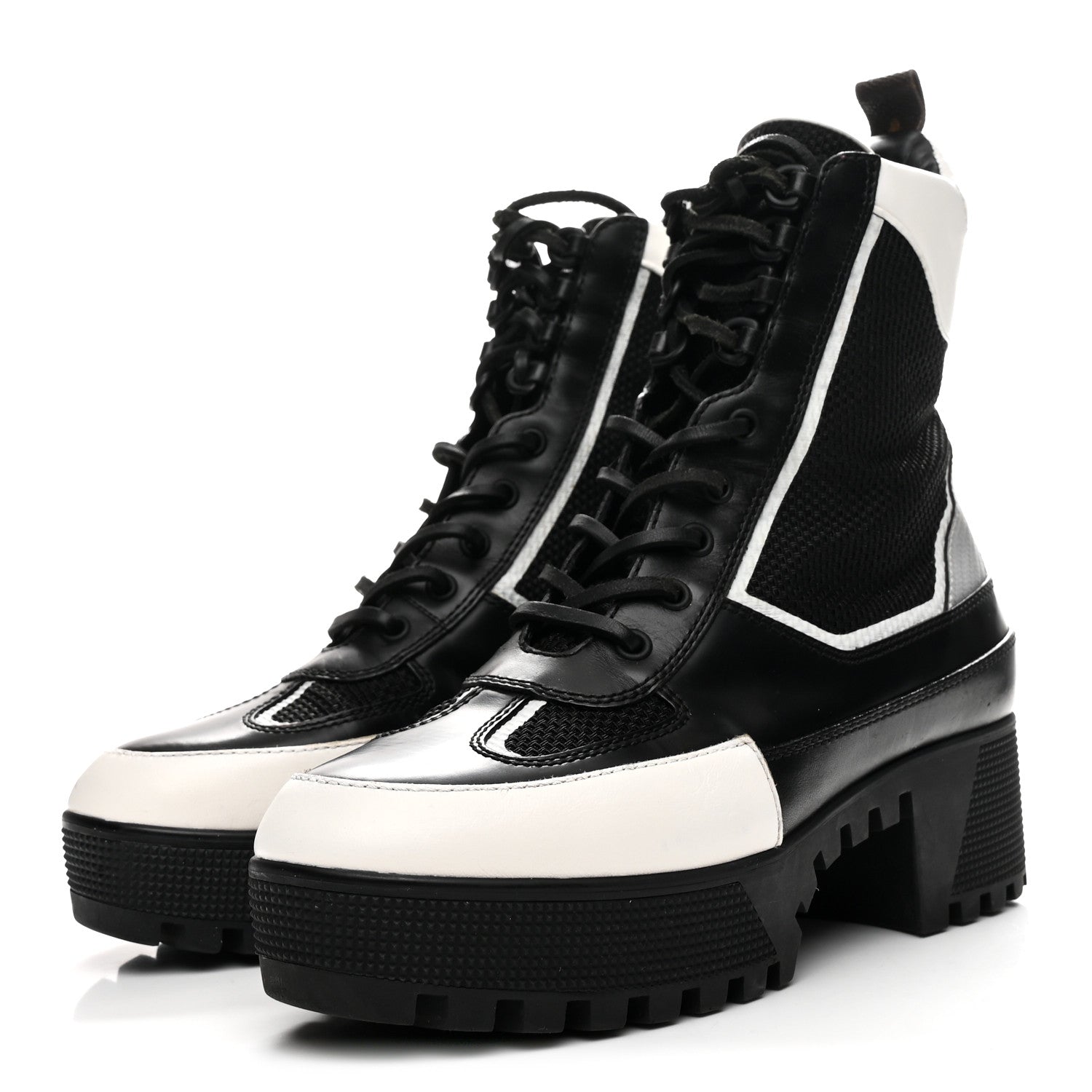 Louis Vuitton Calfskin Technical Nylon Laureate Platform Desert Boot 39 Black White 4 of 9