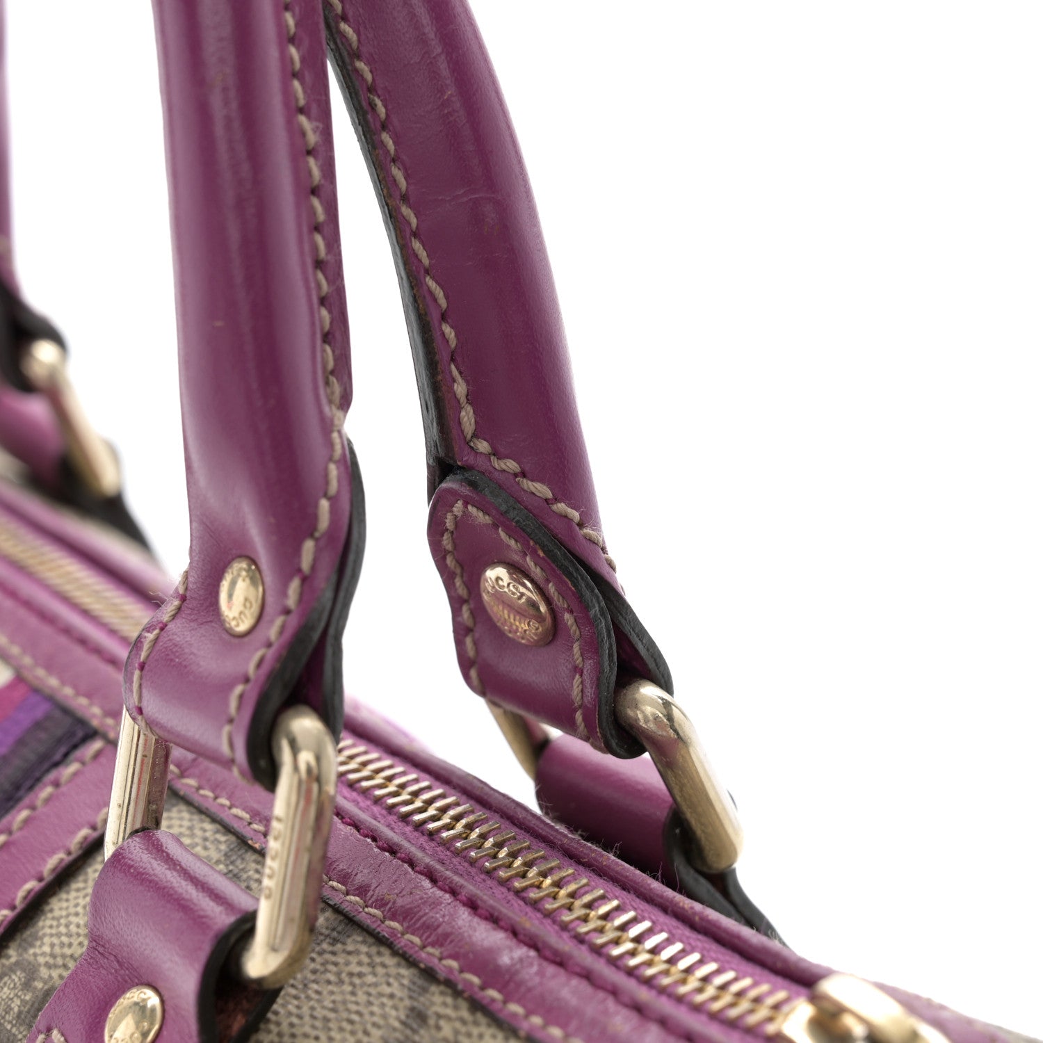 Gucci Monogram Vintage Web Small Boston Purple 11 of 12