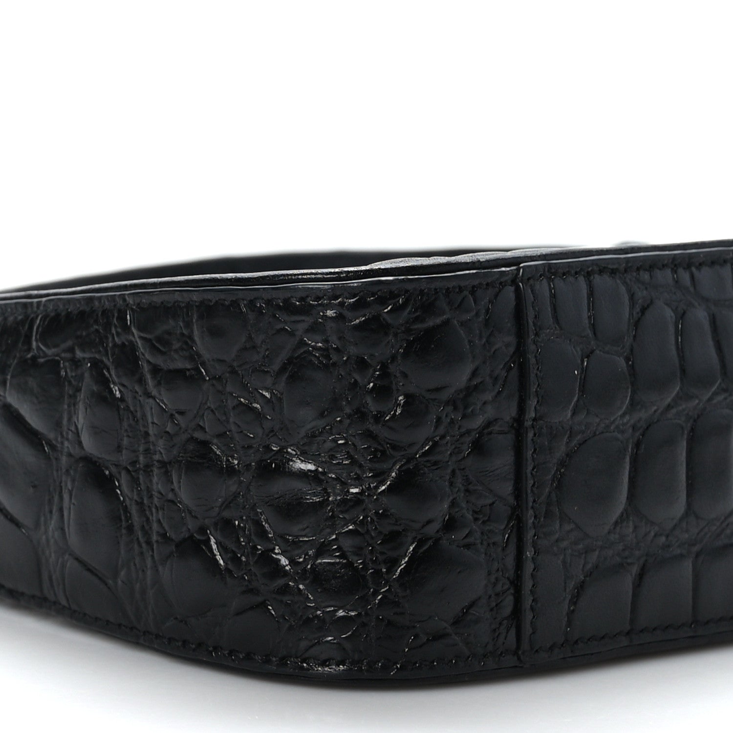 Saint Laurent Calfskin Crocodile Embossed LE 5 A 7 Hobo Black 8 of 9