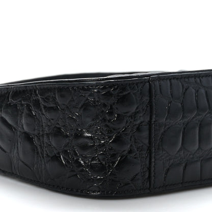 Saint Laurent Calfskin Crocodile Embossed LE 5 A 7 Hobo Black 8 of 9