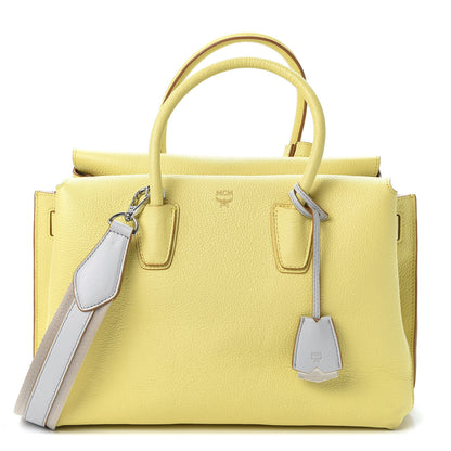 MCM Grained Calfskin Medium Milla Tote Custard Yellow 1 of 9