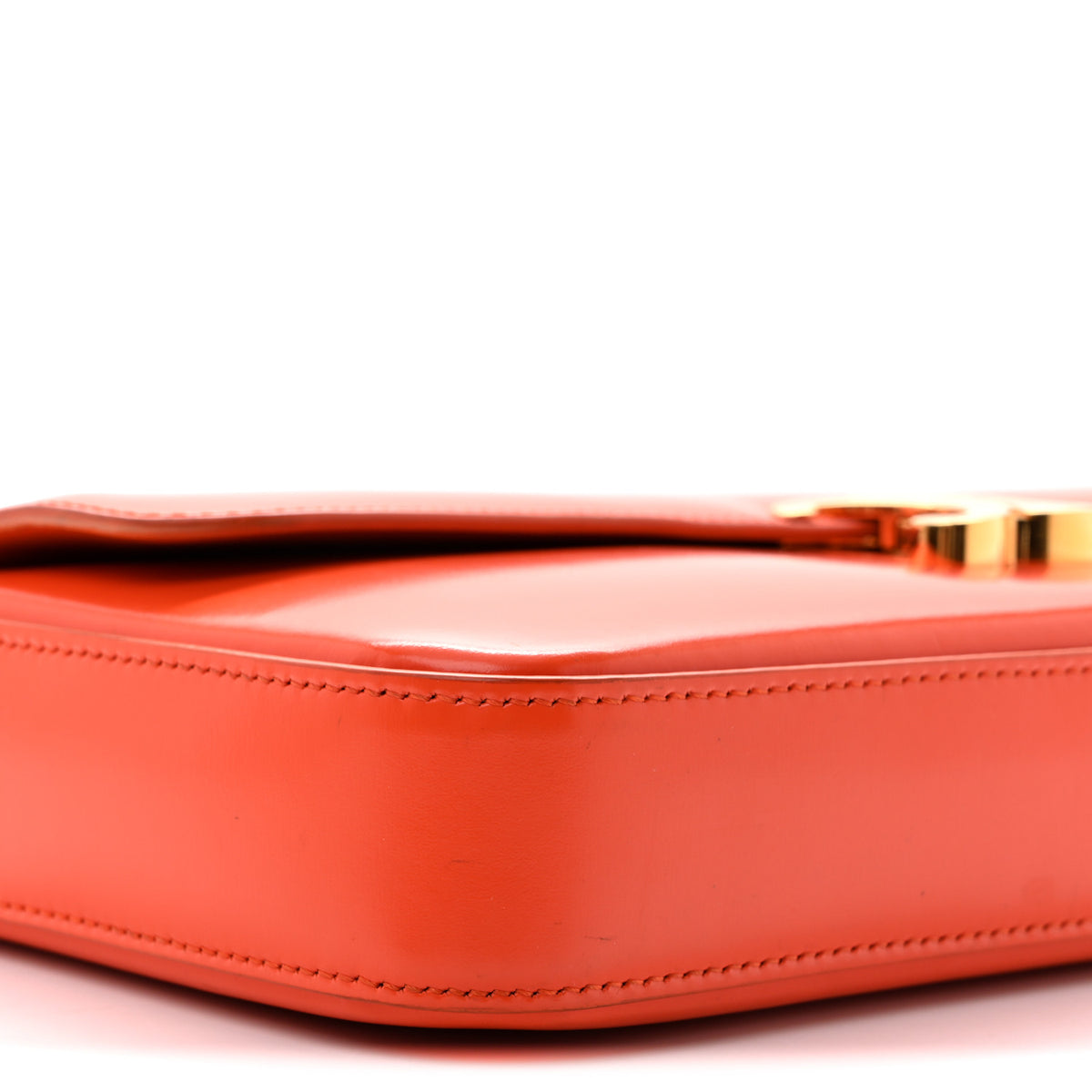 Celine Shiny Calfskin Triomphe Chain Shoulder Bag Pop Orange 9 of 19