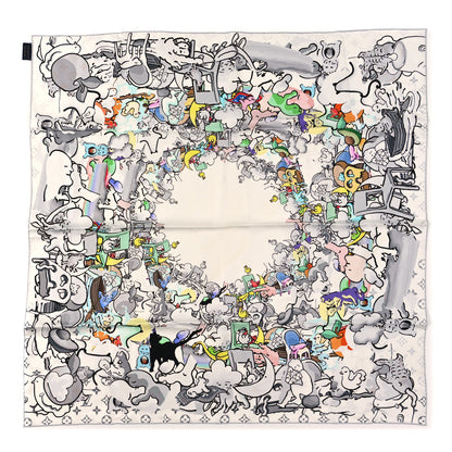 Louis Vuitton Urs Fischer Silk Monogram Square Scarf Multicolor 2 of 5