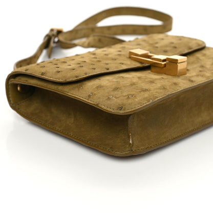 Saint Laurent Ostrich Carre Satchel Green 5 of 8