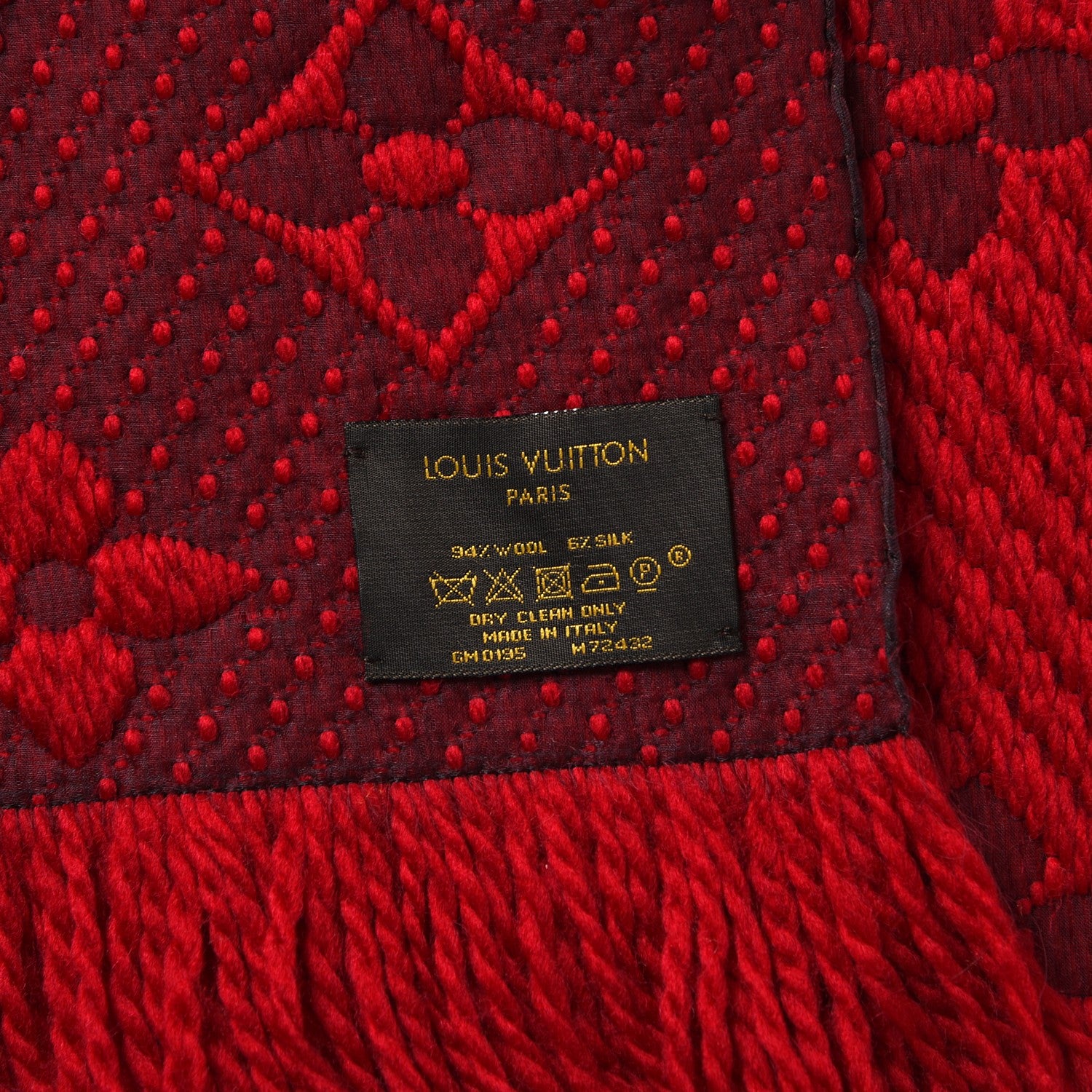 Louis Vuitton Wool Silk Logomania Scarf Rubis 5 of 5