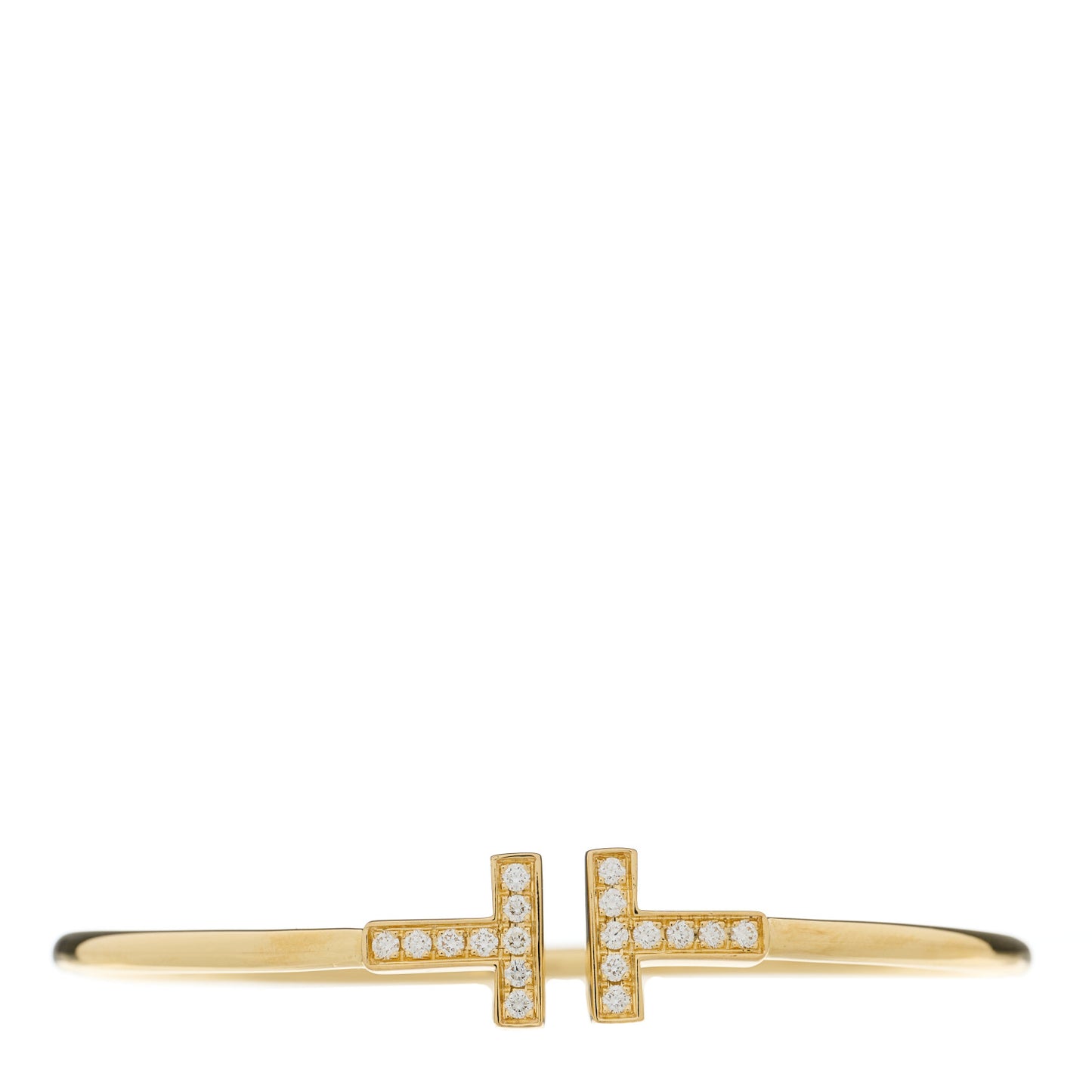 18K Yellow Gold Diamond T Wire Bracelet
