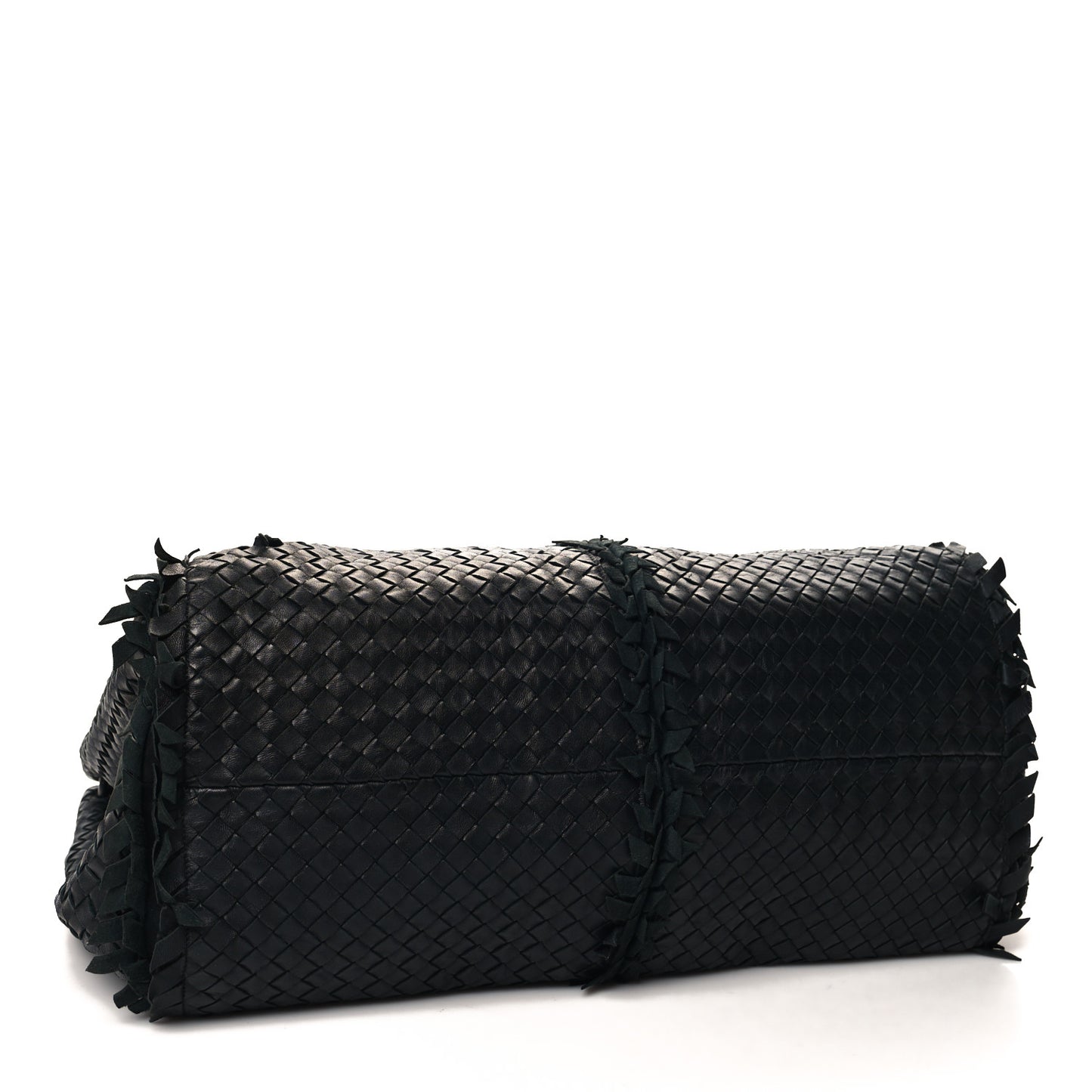 Nappa Intrecciato Large Franges Shoulder Bag Black