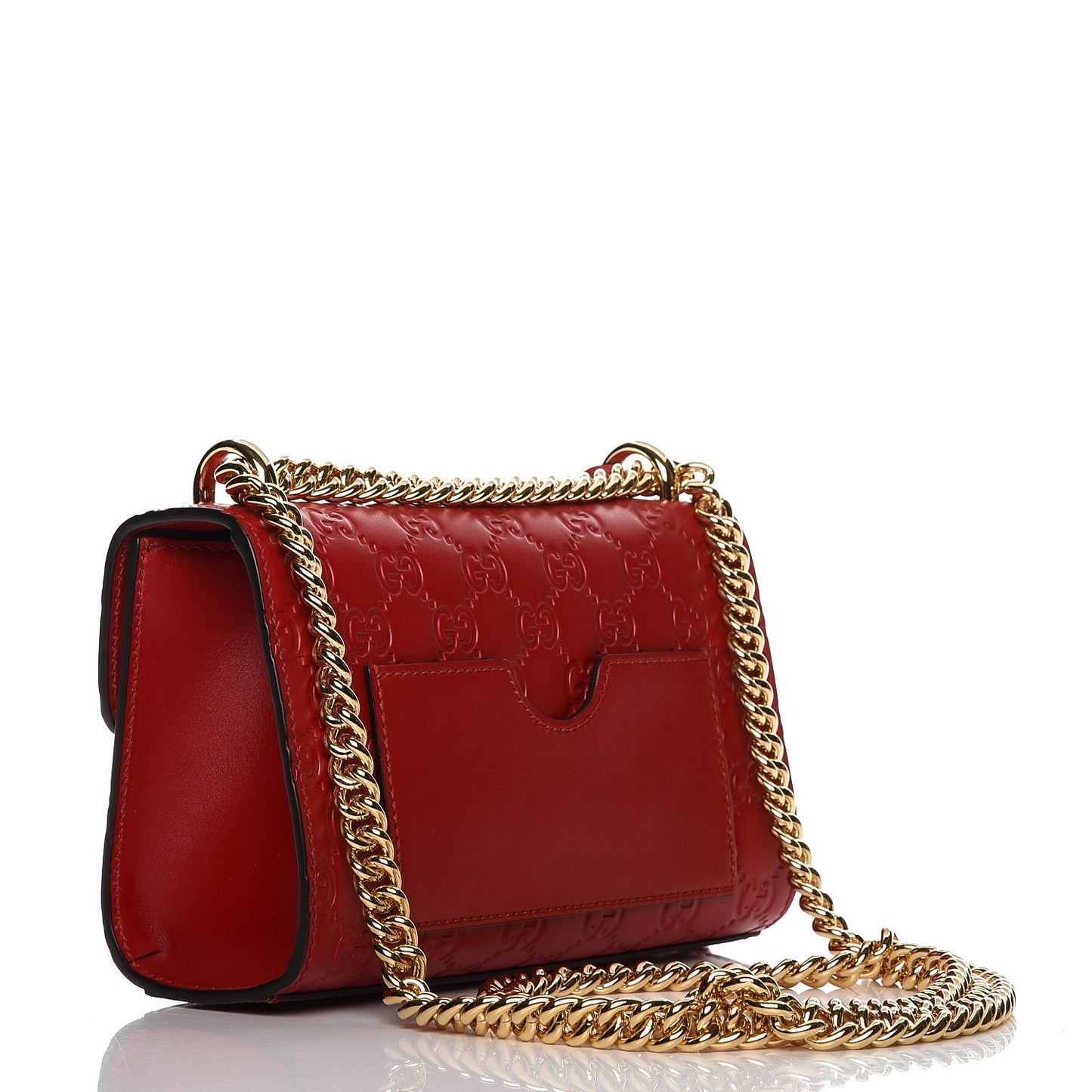 Guccissima Small Padlock Shoulder Bag Hibiscus Red