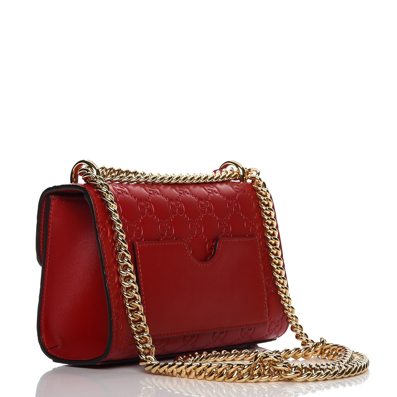 Gucci Guccissima Small Padlock Shoulder Bag Hibiscus Red 3 of 7