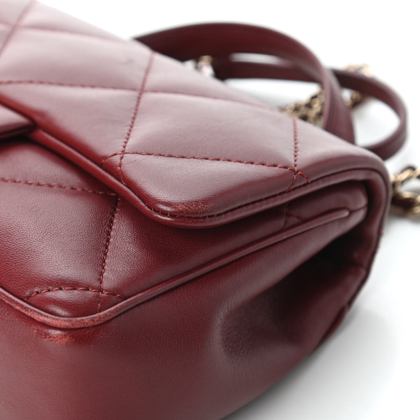 Lambskin Quilted Small Easy Carry Flap Burgundy