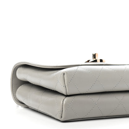 Chanel Calfskin Quilted Small Double Pocket Top Handle Flap Grey 4 of 8