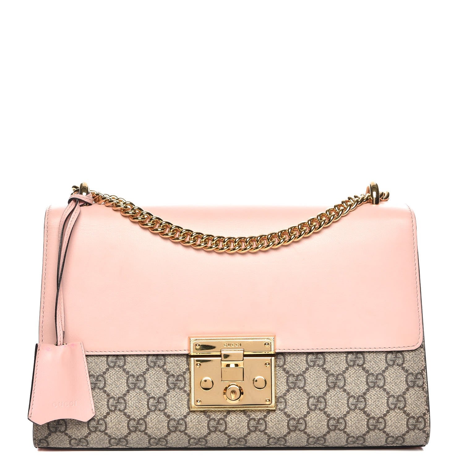 Gucci GG Supreme Monogram Calfskin Medium Padlock Shoulder Bag Beige Perfect Pink 1 of 8