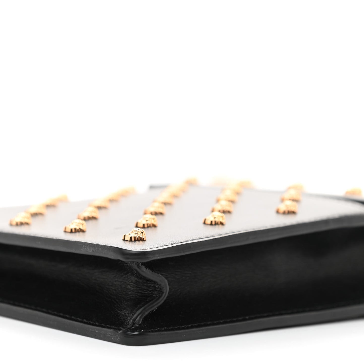Calfskin Studded Medusa Crossbody Black