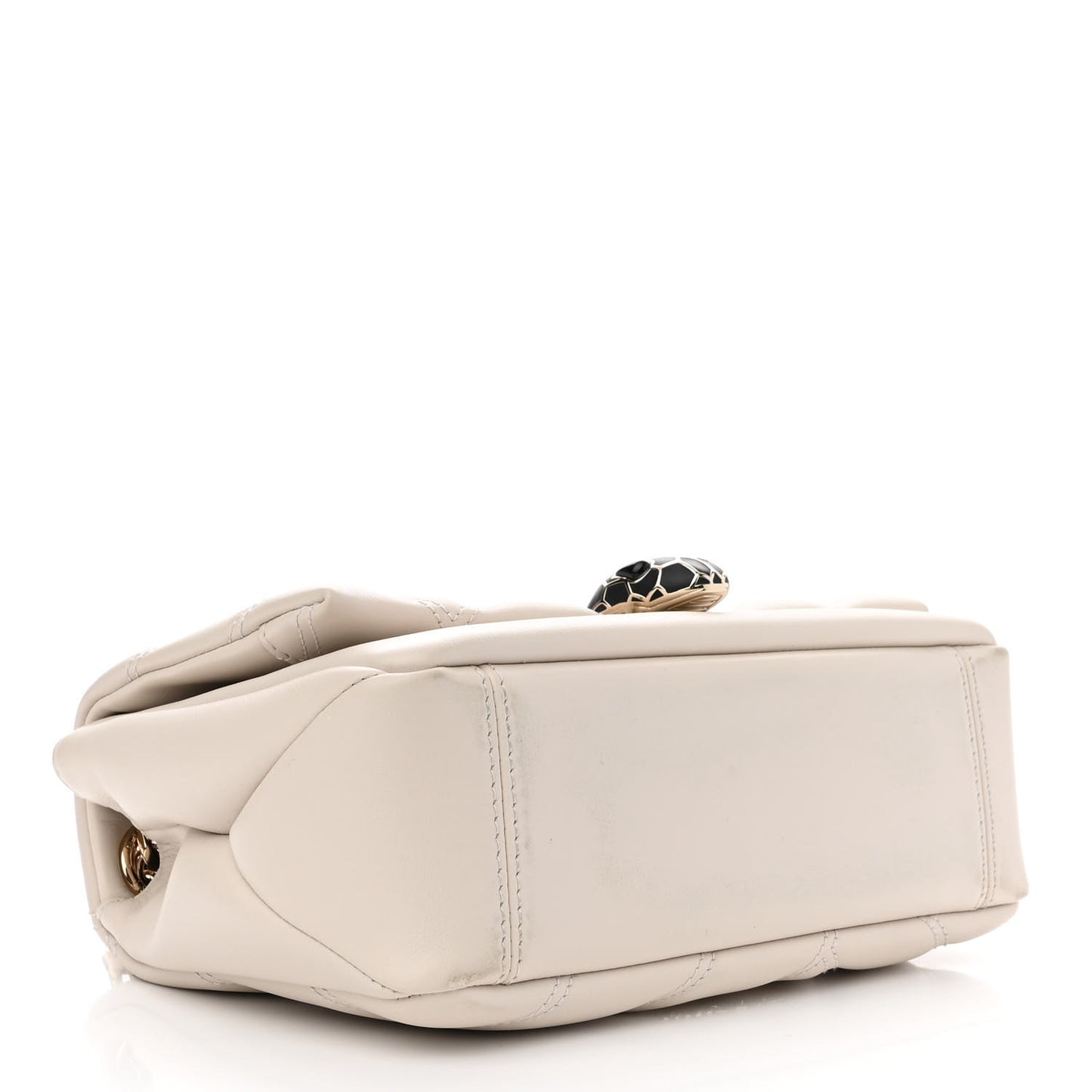 Calfskin Matelasse Small Serpenti Cabochon Shoulder Bag White