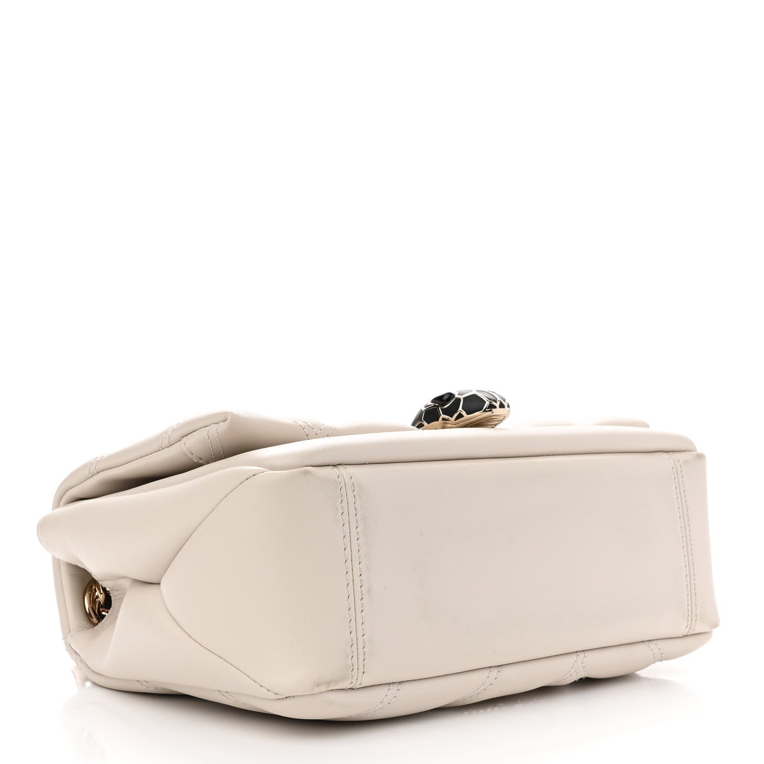 Bulgari Calfskin Matelasse Small Serpenti Cabochon Shoulder Bag White 4 of 12