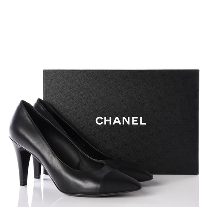 Chanel Iridescent Calfskin Grosgrain Cap Toe Pumps 41 Black 11 of 11