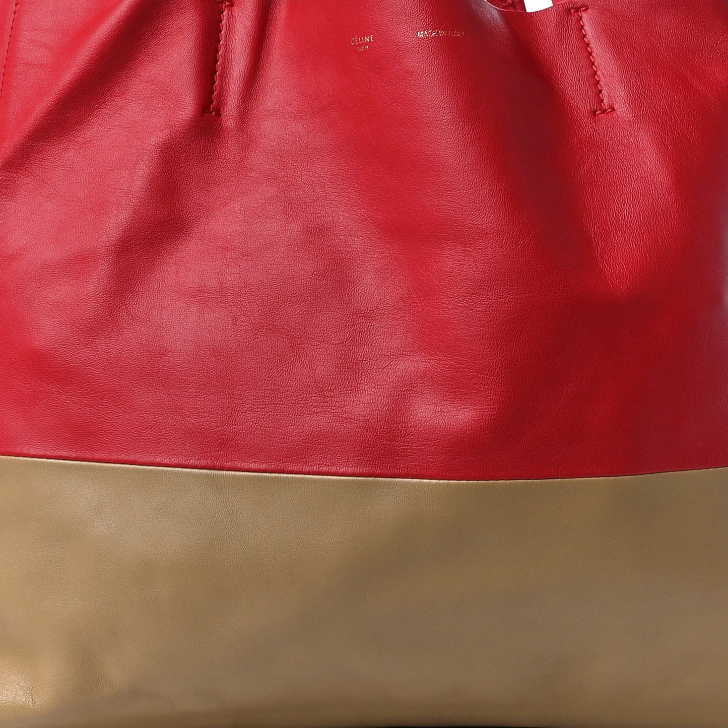 Lambskin Horizontal Bi-Color Cabas Red Camel