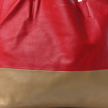 Celine Lambskin Horizontal Bi-Color Cabas Red Camel 7 of 10