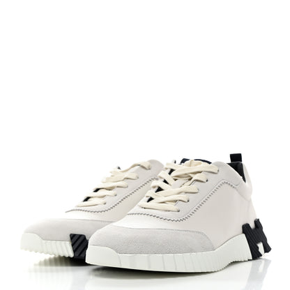 Hermes Goatskin Suede Mens Bouncing Sneakers 42 White 3 of 9