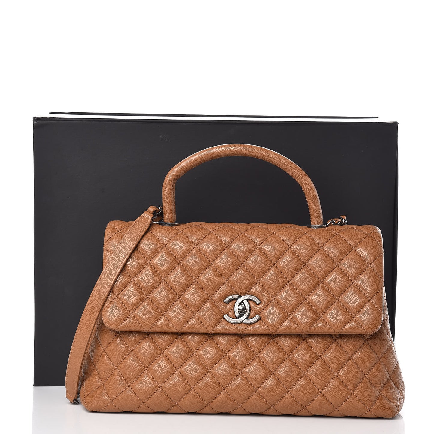 Caviar Quilted Medium Coco Handle Flap Camel