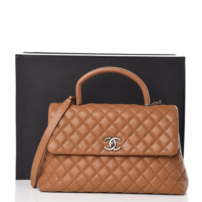 Chanel Caviar Quilted Medium Coco Handle Flap Camel 12 of 12