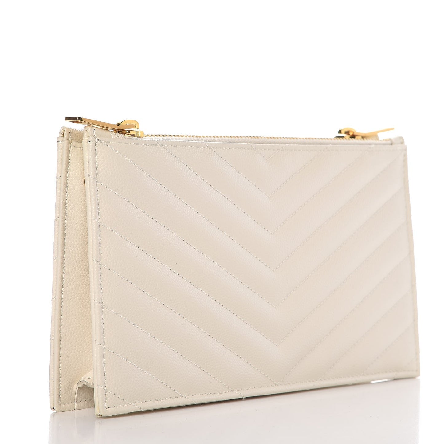 Grain De Poudre Matelasse Chevron Monogram Double Zip Wallet Porcellana