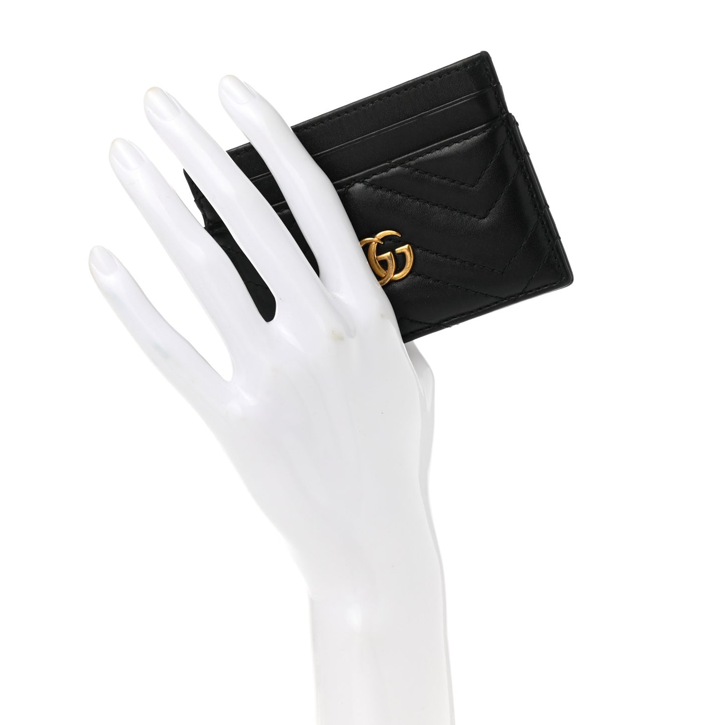 Calfskin Matelasse GG Marmont Card Holder Black