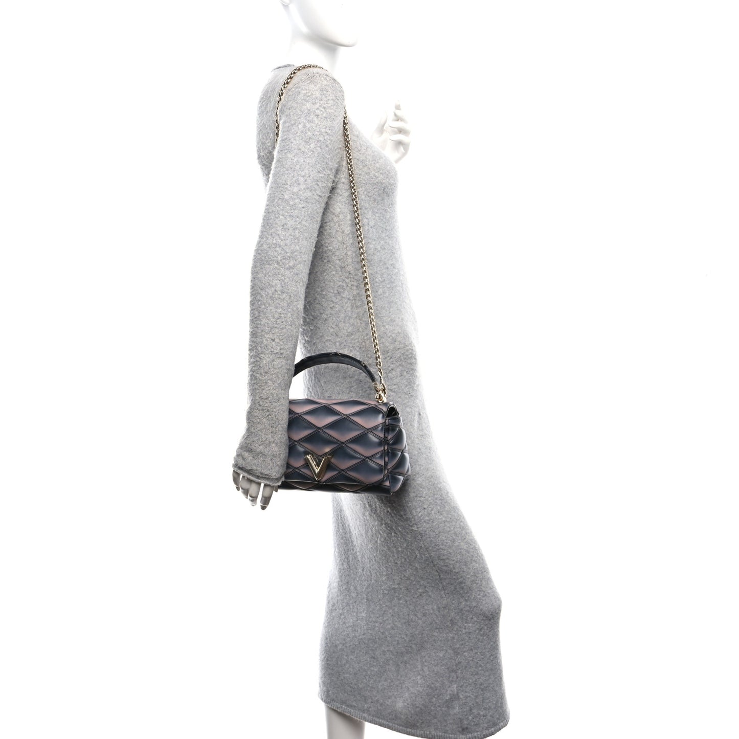 Lambskin Malletage Top Handle GO-14 MM  Black Pink