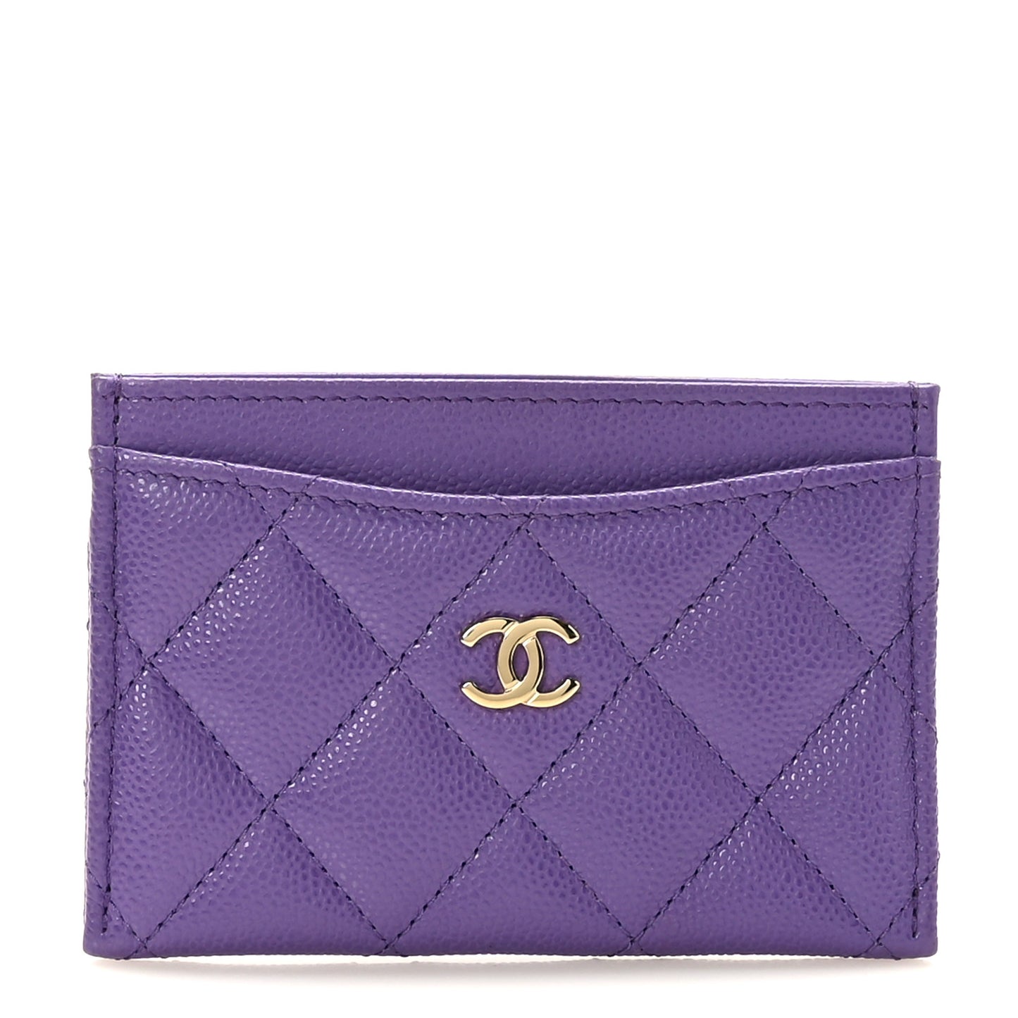 Caviar Quilted Card Holder Purple