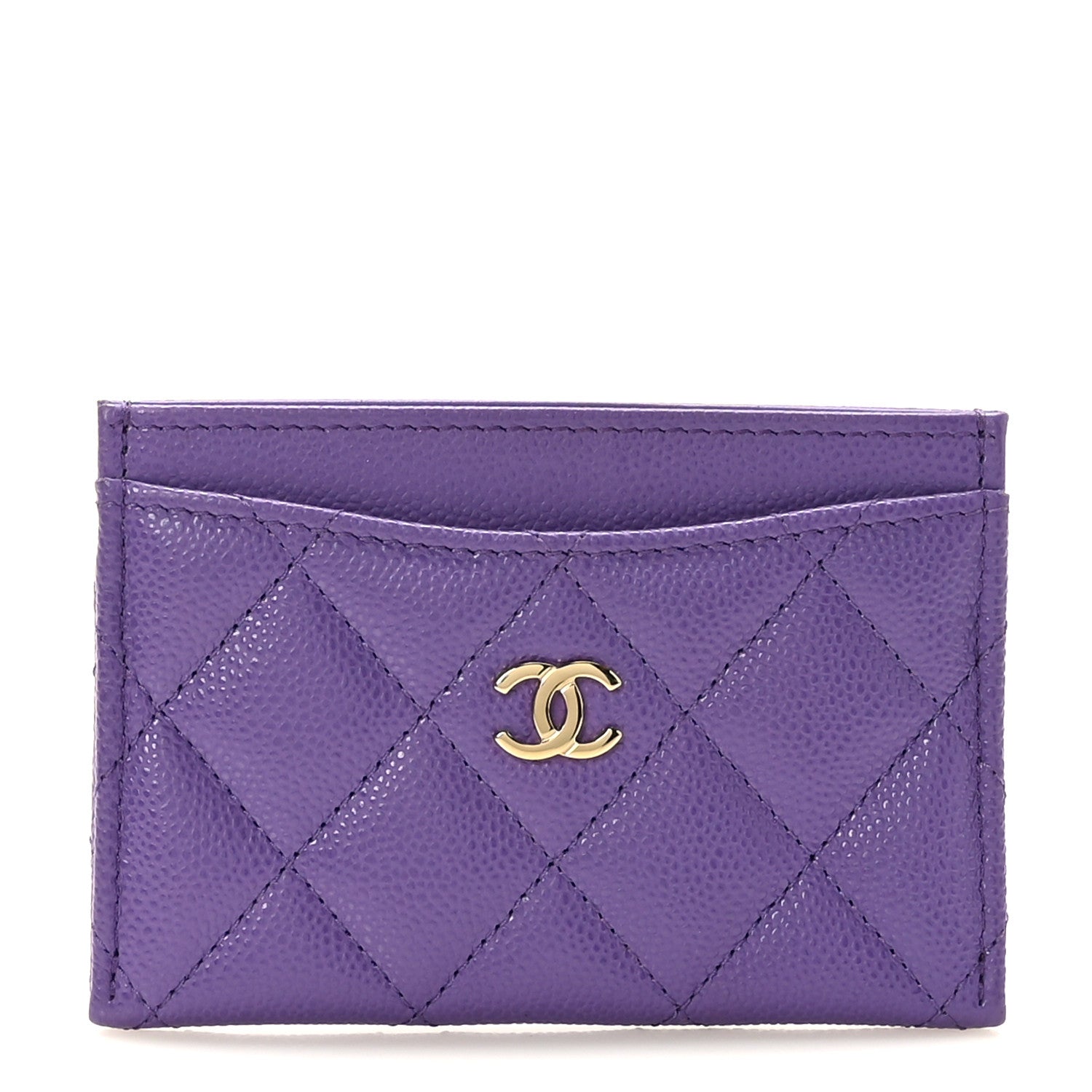 Chanel Caviar Quilted Card Holder Purple 1 of 9
