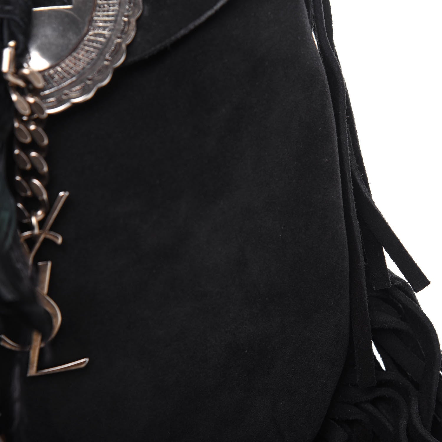 Saint Laurent Suede Fringe Flat Anita Crossbody Bag Black 13 of 16