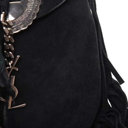 Saint Laurent Suede Fringe Flat Anita Crossbody Bag Black 13 of 16