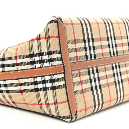 Burberry Cotton Vintage Check Medium London Tote Bag Briar Brown Black 10 of 12