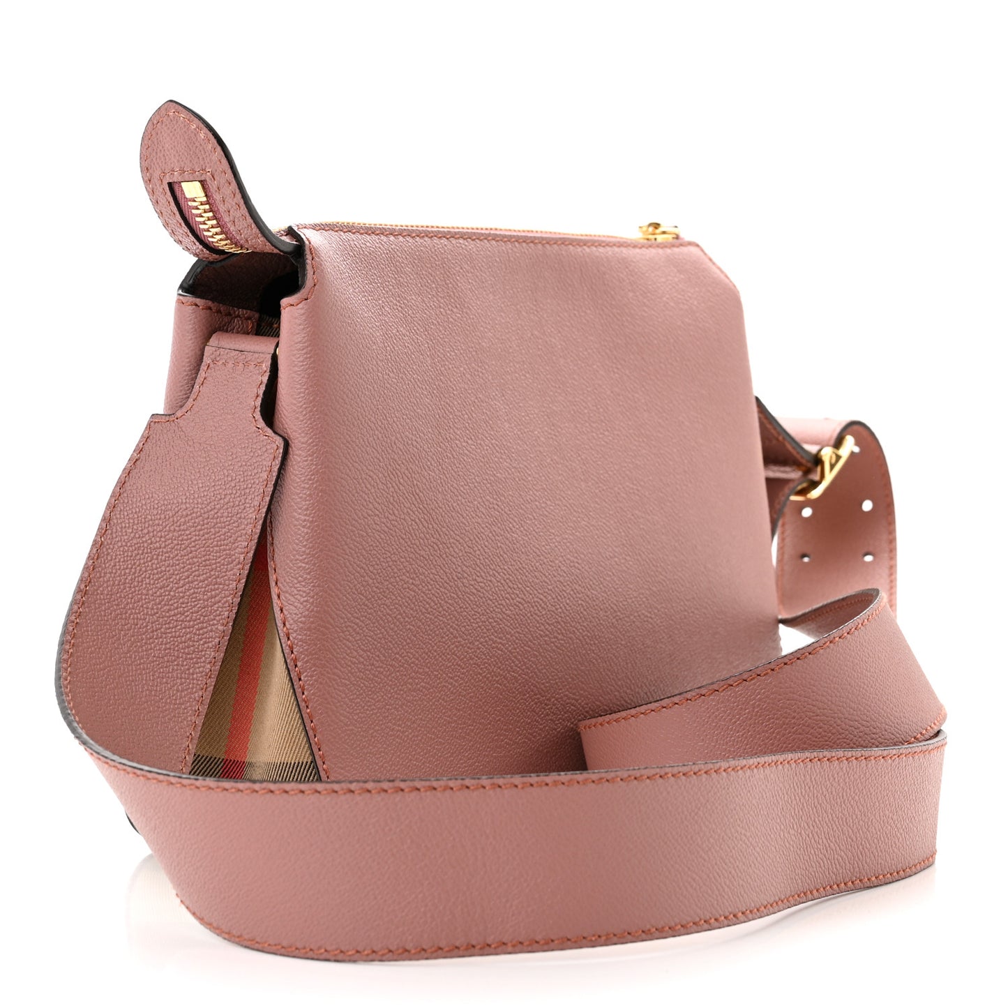Soft Grain Calfskin House Check Small Helmsley Crossbody Dusty Pink
