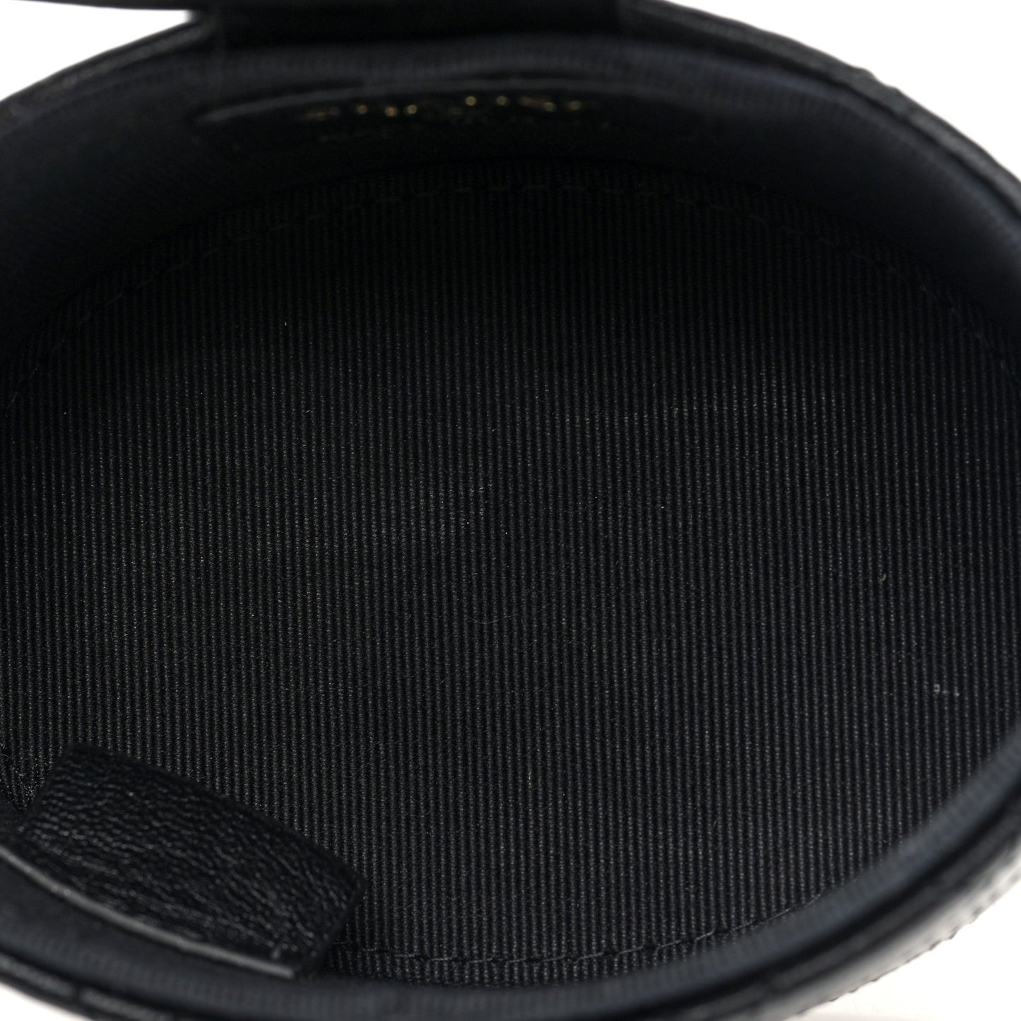 Lambskin Quilted Mini Round Vanity Case With Chain Black