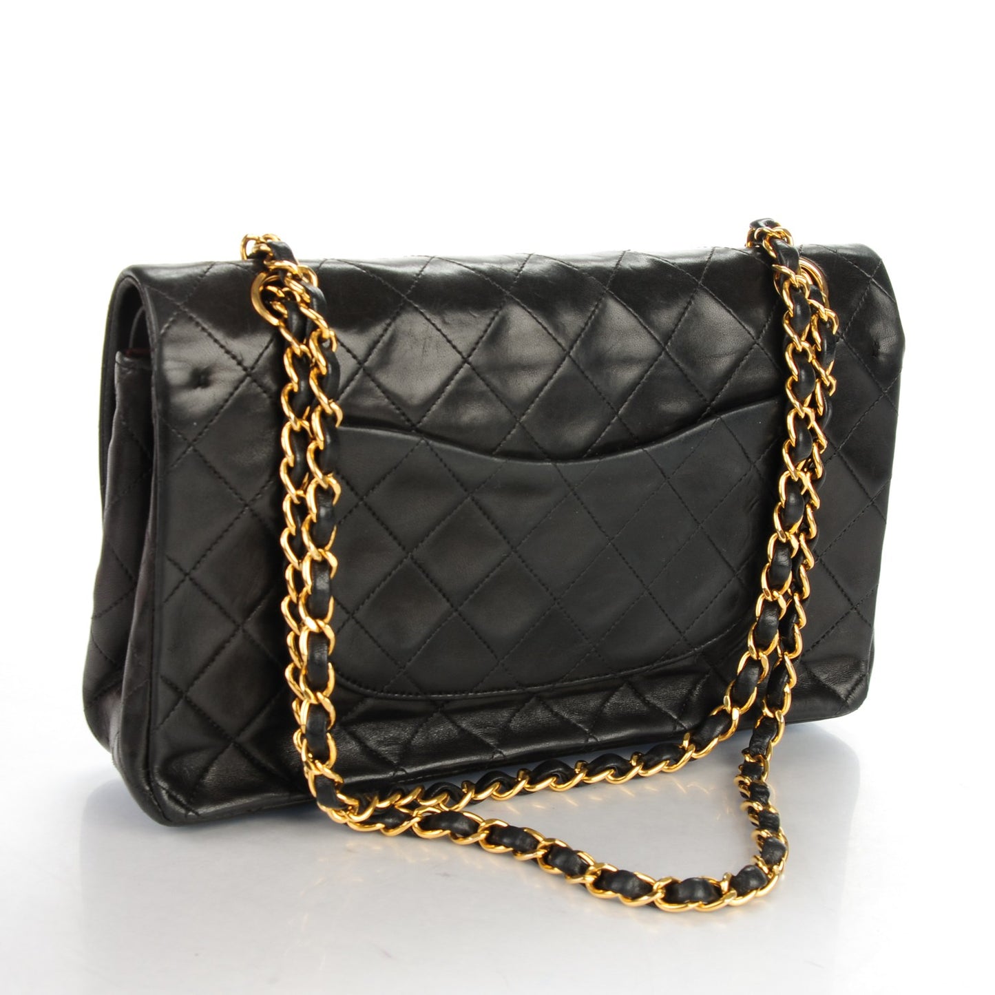 Lambskin Quilted Medium Double Flap Black